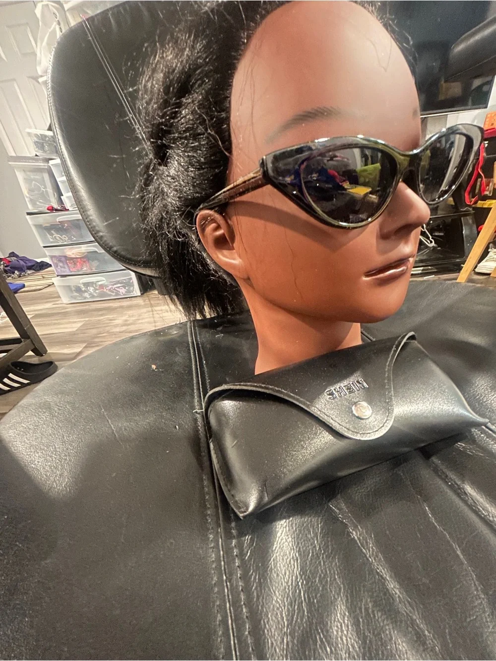 Black Cat-Eye Sunglasses with Case